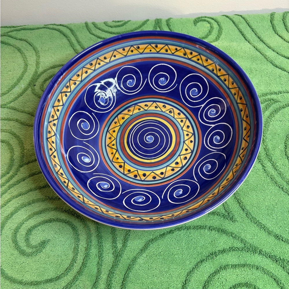 Pier 1 hand painted earthenware, pattern Italian swirl, made in Italy